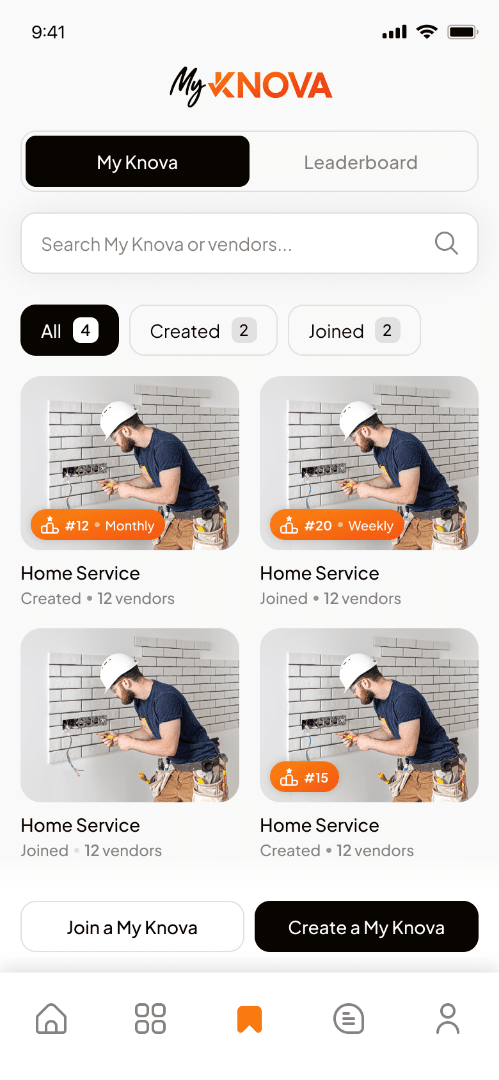 The MyKNOVA app showing a Realtor’s trusted list