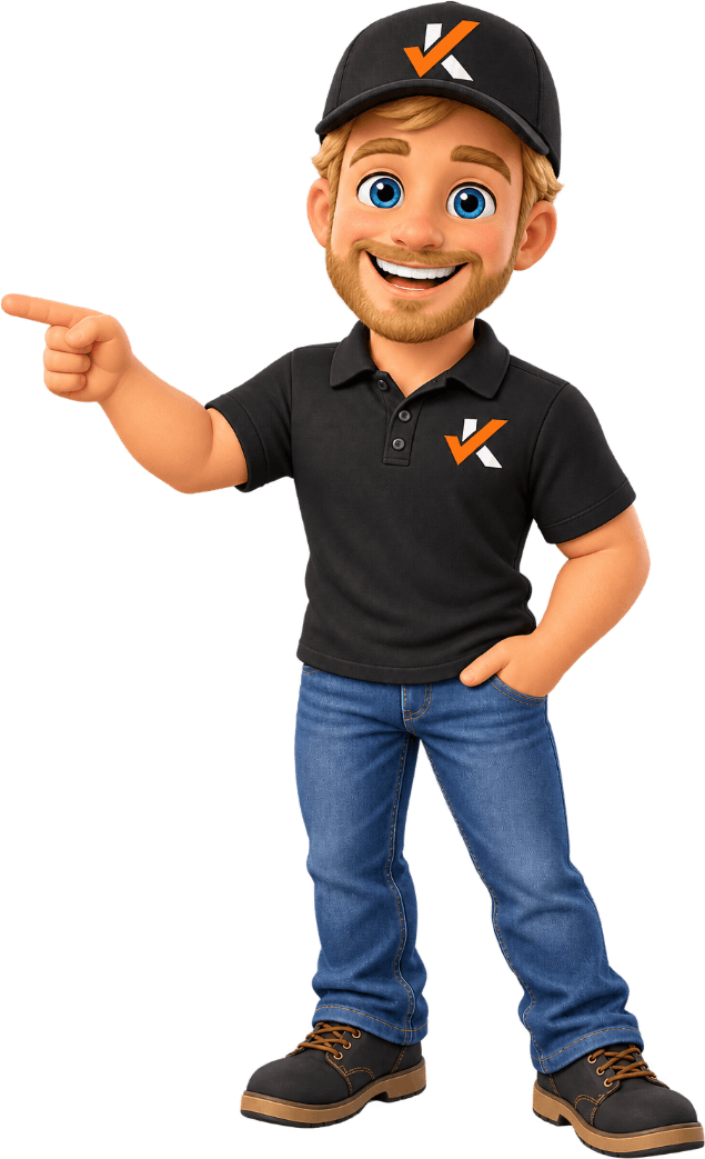 Zack, the MyKNOVA mascot, pointing at the app